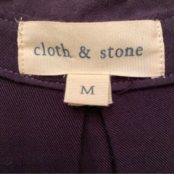 CLOTH & STONE Dark Navy Button Fringe Hem Long Sleeve Top Size Medium - Picture 6 of 8